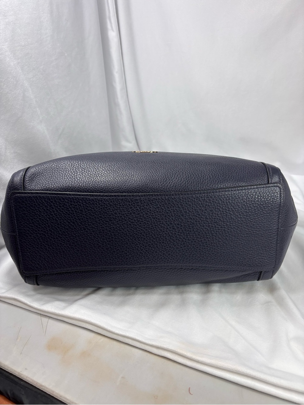 Coach Kristy Shoulder Bag Navy Pebbled Leather Gold Hardware Tote Purse - Picture 11 of 16